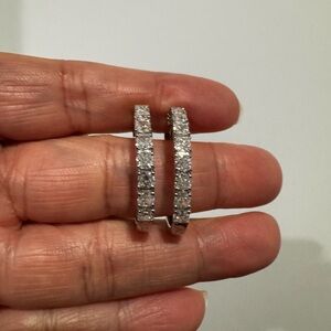 3.15 carat tw lab grown diamond hoop earrings in 10k white gold